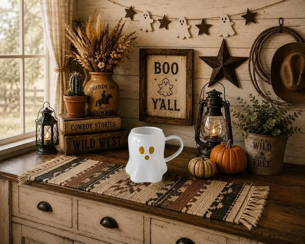 NEW Frosted Glass White Ghost Halloween Wine / Tumbler Drink Glass Cup